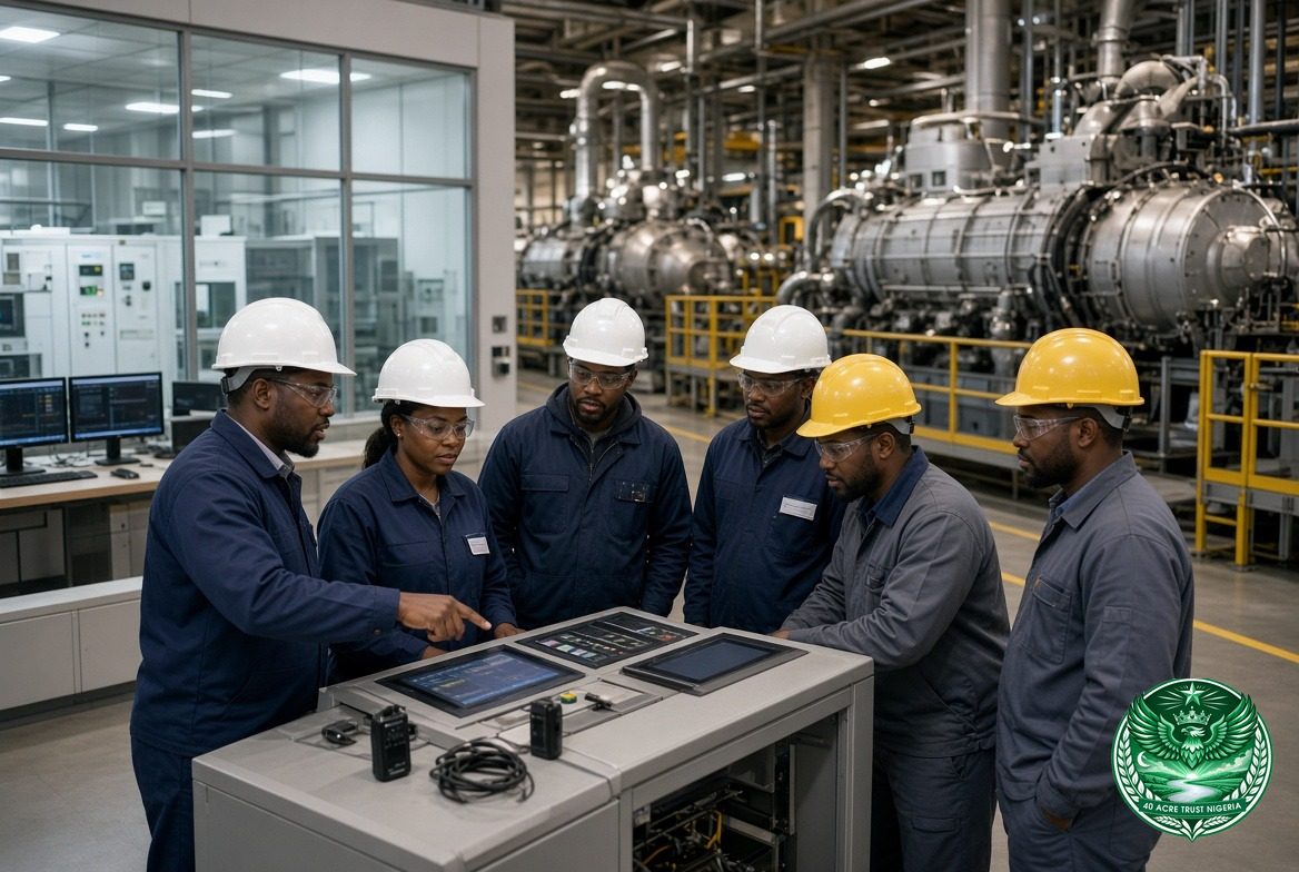 Concept rendering of a U.S. engineer training a Nigerian crew at a control panel